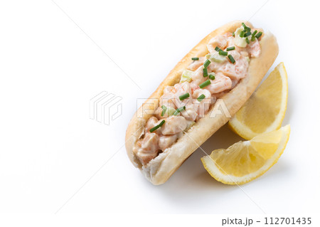 Lobster roll isolated on white background Lobster roll isolated on white background 112701435