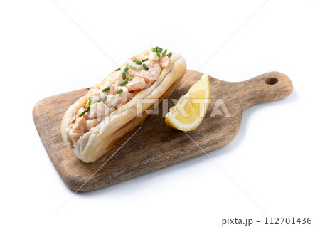 Lobster roll isolated on white background Lobster roll isolated on white background 112701436