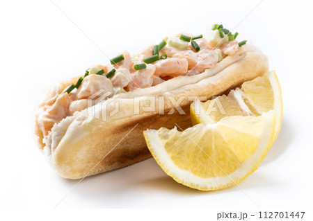Lobster roll isolated on white background Lobster roll isolated on white background 112701447