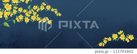 山吹の花の水彩イラスト　背景 フレーム 112701602
