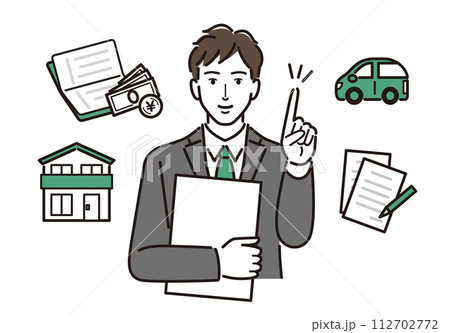 遺言信託についてアドバイスする男性 112702772