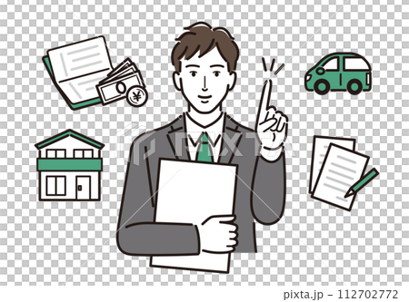 遺言信託についてアドバイスする男性 112702772