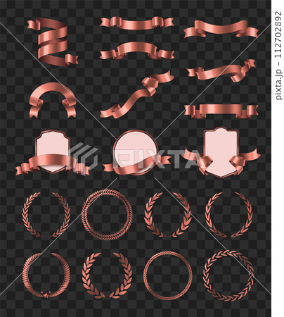 Realistic golden ribbon set 112702892