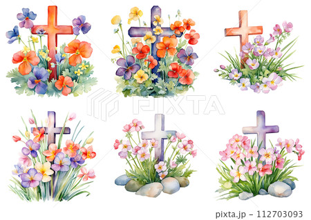 Elegant Watercolor Crosses 112703093