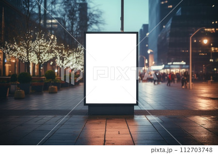 Outdoor ad mockup, fully blurred background. Generative AI Outdoor ad mockup, fully blurred background. Generative AI 112703748
