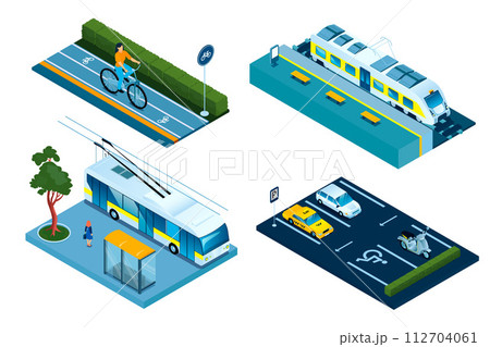 Isometric city transport set 112704061