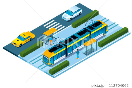 Isometric street with transportation 112704062