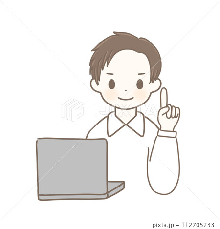 指さしポーズをするビジネスマン 112705233