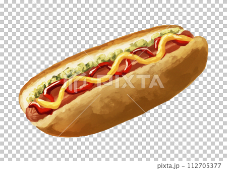 番茄醬和芥末熱狗插畫 112705377