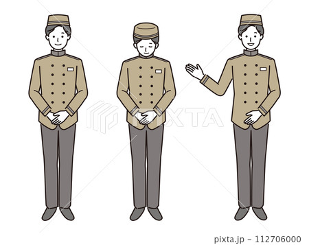 男性ホテルスタッフのベクターイラストセット 112706000