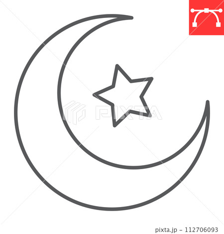 Islam line icon, Ramadan and Muslim, moon and star vector icon, vector graphics, editable stroke outline sign, eps 10. 112706093
