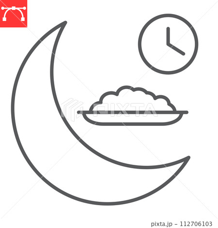 Iftar line icon, Ramadan and muslim, fasting vector icon, vector graphics, editable stroke outline sign, eps 10. 112706103