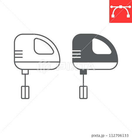 Hand mixer line and glyph icon, home appliances and kitchen equipment , electrical mixer vector icon, vector graphics, editable stroke outline sign, eps 10. 112706133