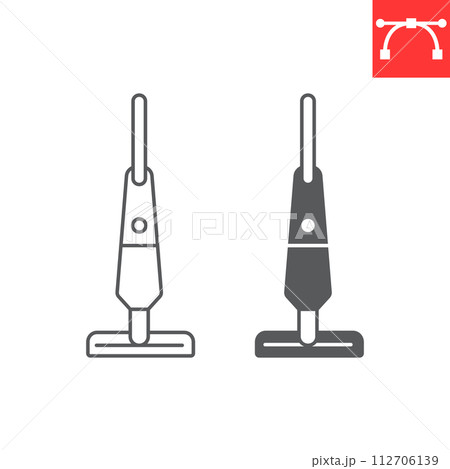 Cordless vacuum cleaner line and glyph icon, home appliances and household, vacuum cleaner vector icon, vector graphics, editable stroke outline sign, eps 10. 112706139