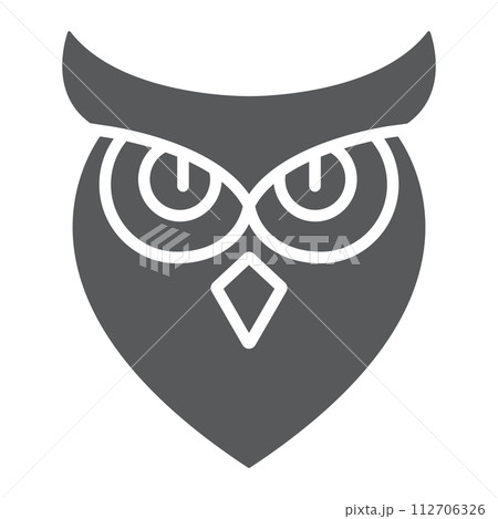 Halloween owl glyph icon, animal and wisdom, bird sign, vector graphics, a solid pattern on a white background. 112706326