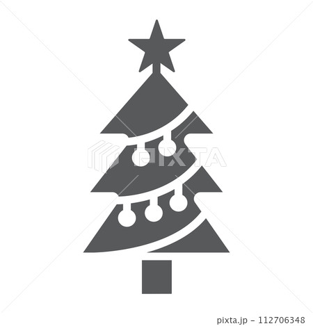 Christmas tree glyph icon, decor and new year, fir tree sign, vector graphics, a solid pattern on a white background. 112706348