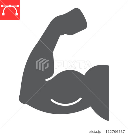 Biceps glyph icon, fitness and bodybuilding, muscle vector icon, vector graphics, editable stroke solid sign, eps 10. 112706387