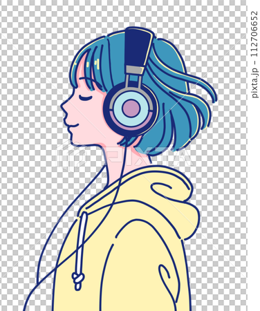 戴著耳機聽音樂的女孩 112706652