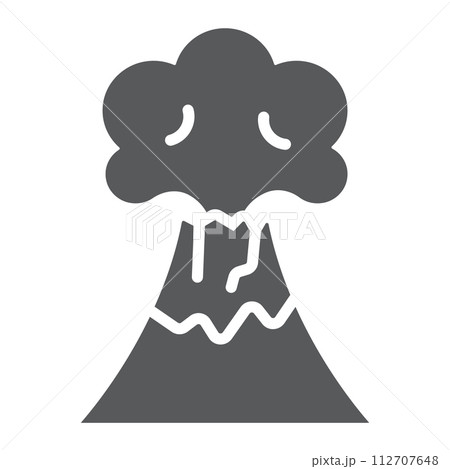 Volcanic eruption glyph icon, disaster and explosion, volcano erupting sign, vector graphics, a solid pattern on a white background, eps 10. 112707648