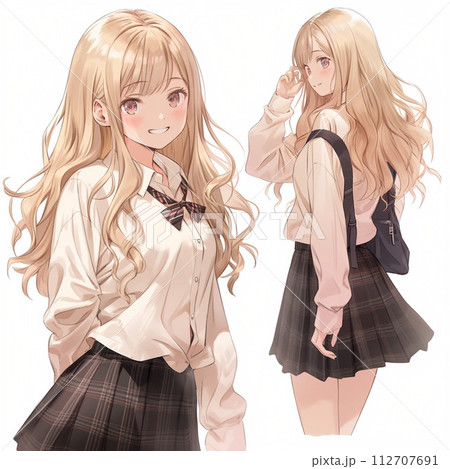 セーラー服の女の子立ちポーズ 112707691