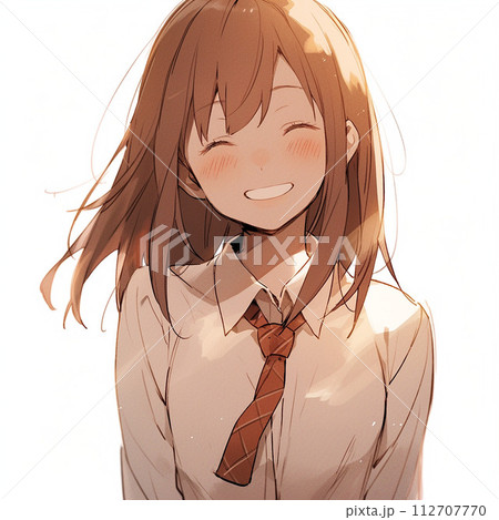 笑顔で正面を向くセーラー服の女の子のイラスト素材 [112707770] - PIXTA