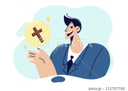 Business man with christian cross praying to god asking for help in solving professional problems Business man with christian cross praying to god asking for help in solving professional problems 112707788