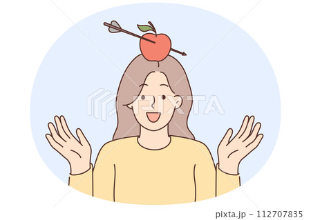 Woman with apple pierced with arrow Woman with apple pierced with arrow 112707835