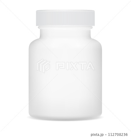 Supplement bottle mockup. White plastic pill bottle 112708236