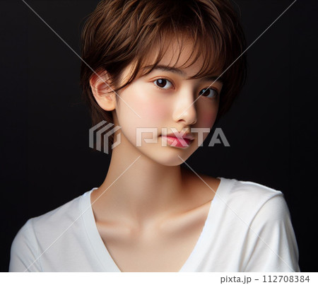 白いTシャツの美少女 112708384