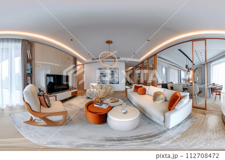 360 degrees photography of modern apartment 112708472