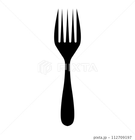 black vector fork icon on white backgroundのイラスト素材 [112709197] - PIXTA