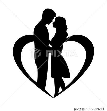black vector couple icon on white background 112709211