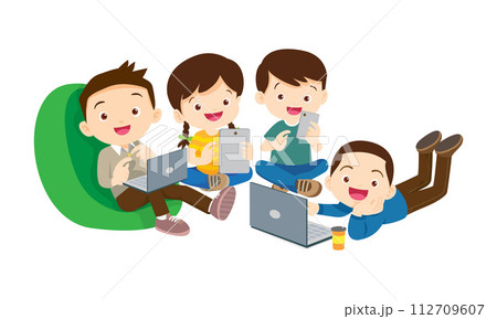 kids on online learning education coursesのイラスト素材 [112709607] - PIXTA