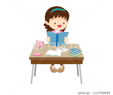 student sitting on desk working for homework 112709699