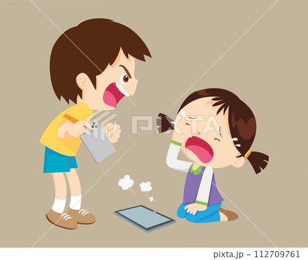 angry kid addicted mobile phone angry kid addicted mobile phone 112709761