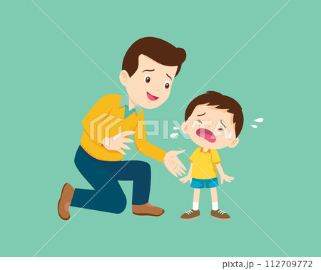 Comforting sad children with parent 112709772