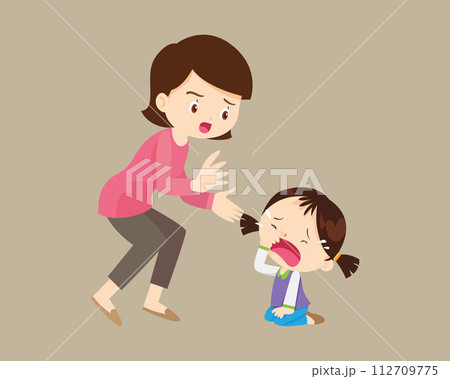 Comforting sad children with parent 112709775
