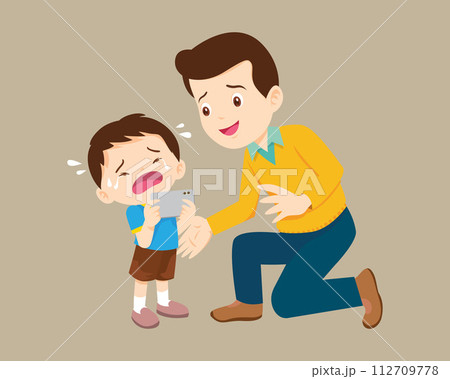 Comforting sad children with parent 112709778