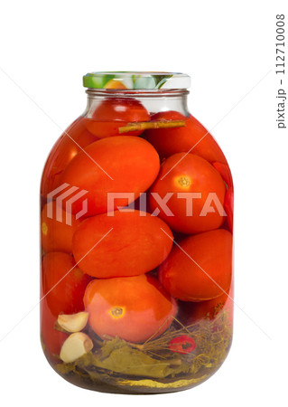 A can of canned tomatoes isolated on a white background 112710008
