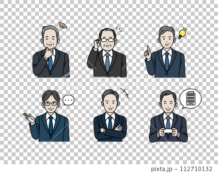 Middle-aged office worker male illustration set 112710132