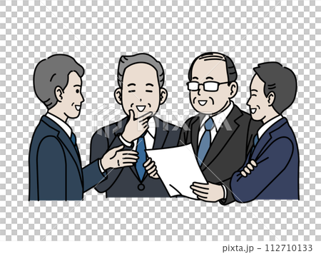 Illustration of a middle-aged office worker discussing at a meeting 112710133