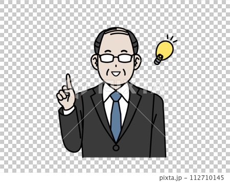一位中年辦公室職員想出一個主意的插圖 112710145