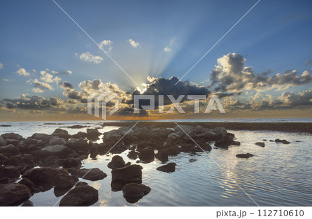 sea against the sky at sunset in Caesarea Israel 112710610
