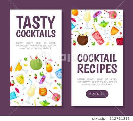 Tasty Cocktail Drink Web Banner Design Vector Template 112711311