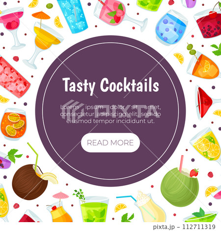 Tasty Cocktail Drink Web Banner Design Vector Template 112711319