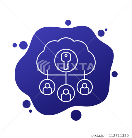 Encryption of personal data line icon with a cloud 112711320