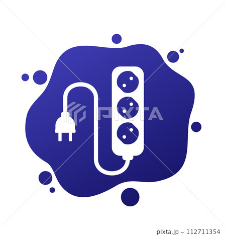 power strip icon, power outlet with cable and plug power strip icon, power outlet with cable and plug 112711354