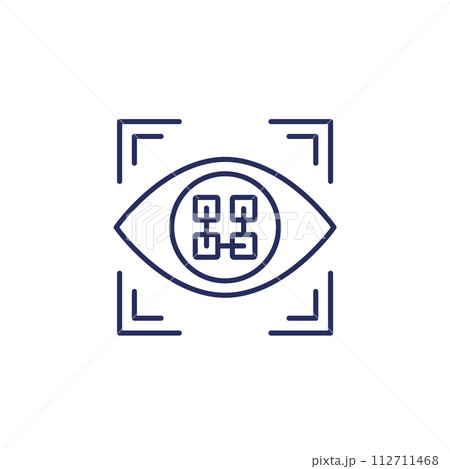pattern recognition line icon with an eye 112711468