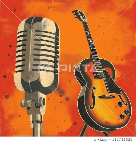 Rock music background. Rock poster. Background for music festival or concert poster or flyer, design template 112711522