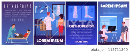 Set of posters or vertical banners about orthopedist doctor work 112711840